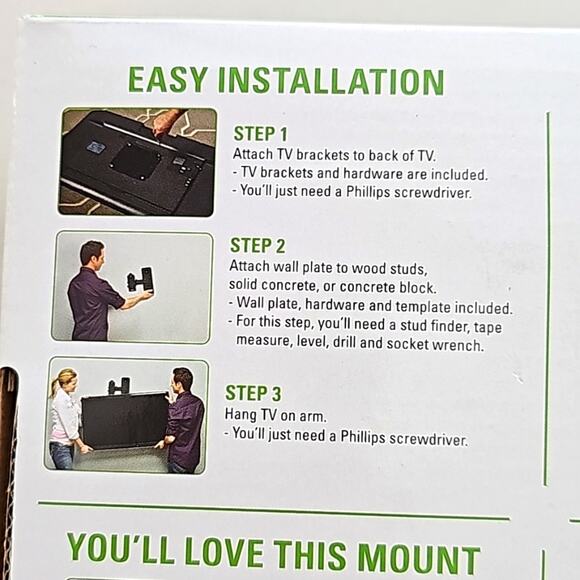 Sanus Vuepoint Full Motion TV Wall Mount for 13-32" TV Up To 25 lb FSF-207 (NIB) - Picture 3 of 6